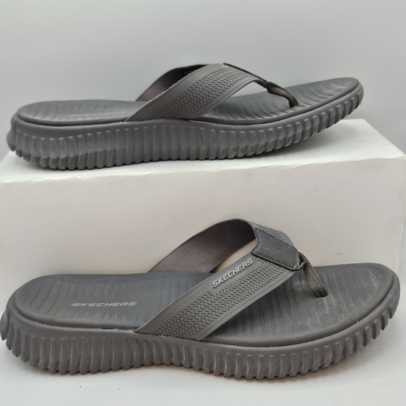 Skechers Men's Elite Flex Coastal Mist Flip-Flop gray size 13 - Picture 3 of 15